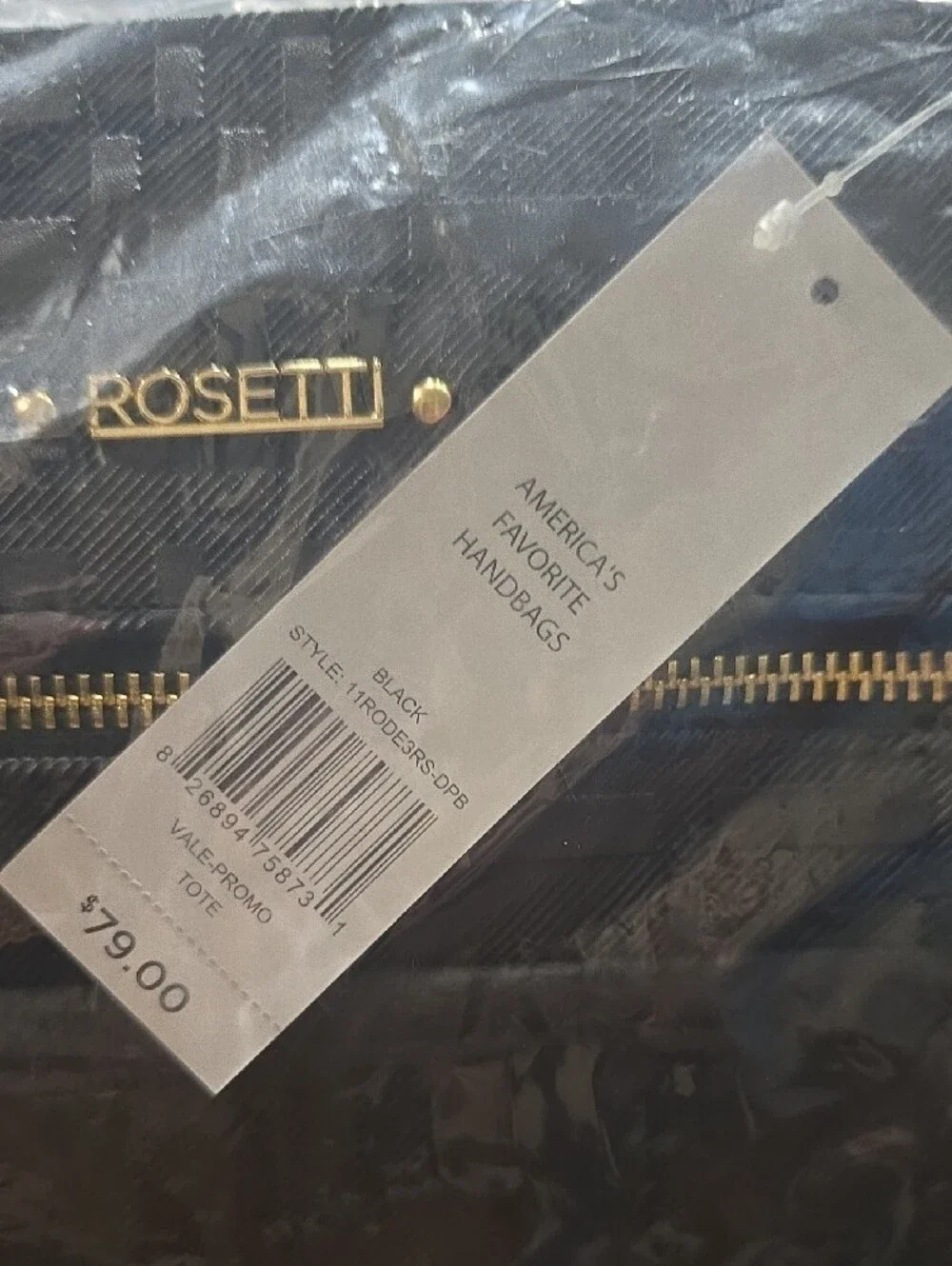 NWT Rosetti Black Quilted Laptop Tote with Front Zip Pocket MSRP $79